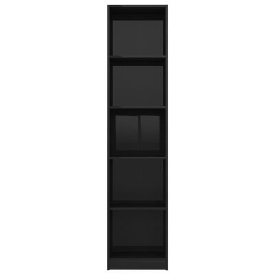 vidaXL 5-poziomowy regał, wysoki połysk, czarny, 40x24x175 cm