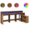 vidaXL Biurko z podświetleniem LED, stare drewno, 200x104x91 cm