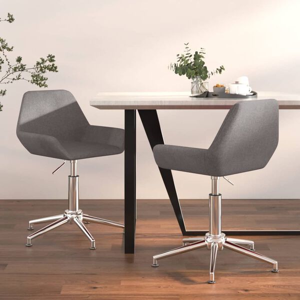 vidaXL Obrotowe krzesła stołowe, 2 szt., ciemnoszare, obite tkaniną