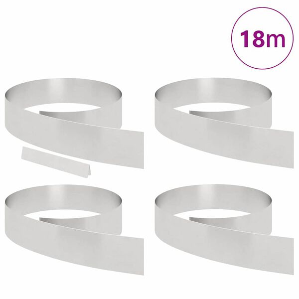 vidaXL Krawężnik do trawnika 4 pcs Srebrny 450 x 0.05 x 15 cm