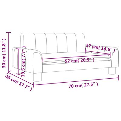vidaXL Sofa dla dzieci, ciemnoszara, 70x45x30 cm, obita tkaniną