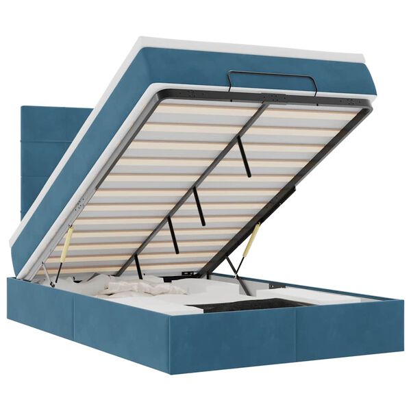 vidaXL Rama ł&oacute;żka otomana z materacami, niebieska, 120x190 cm, aksamit