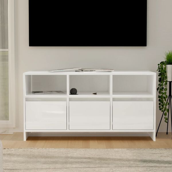 vidaXL Szafka pod TV, wysoki połysk, biała, 102x37,5x52,5 cm