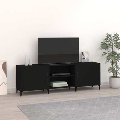 vidaXL Szafka pod TV, czarna, 150x30x50 cm, materiał drewnopochodny