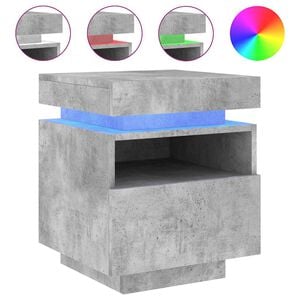 vidaXL Szafka nocna z oświetleniem LED, szarość betonu, 40x39x48,5 cm