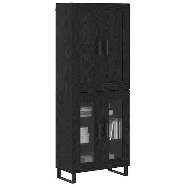 vidaXL Highboard Czarny Dąb 69,5 x 34 x 180 cm Materiał drewnopochodny