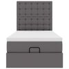 vidaXL Ł&oacute;żko otomana z materacem, szara, 90x190 cm, ekosk&oacute;ra