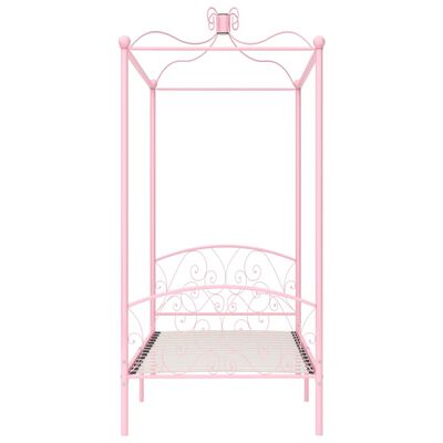vidaXL Rama łóżka z baldachimem, różowa, metalowa, 100 x 200 cm