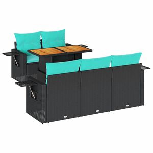 vidaXL 6-cz. zestaw mebli ogrodowych z poduszkami, czarny polirattan