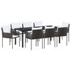 vidaXL Zestaw do jadalni w ogrodzie 9 pcs Brązowy i czarny Rattan PE