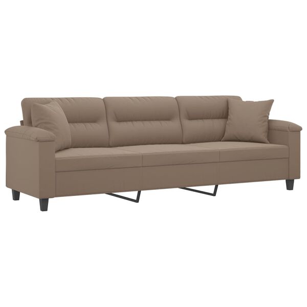 vidaXL 3-osobowa sofa z poduszkami, kolor taupe, 210 cm, mikrofibra