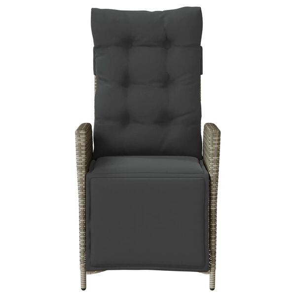 vidaXL Rozkładany fotel ogrodowy z podnóżkiem, szary polirattan