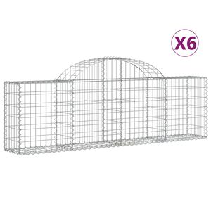 vidaXL Kosze gabionowe, 6 szt, 200x30x60/80 cm, galwanizowane żelazo