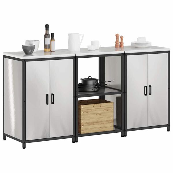 vidaXL Zestaw do przechowywania w kuchni 3 pcs Srebrny Stal nierdzewna