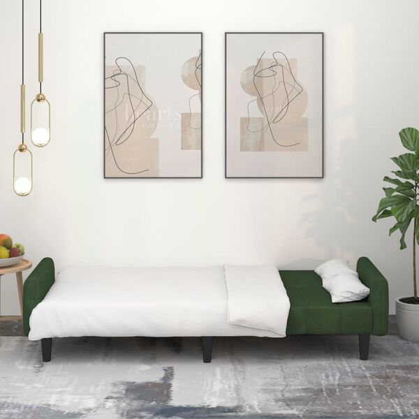 vidaXL 2-osobowa kanapa, ciemnozielona, tapicerowana aksamitem