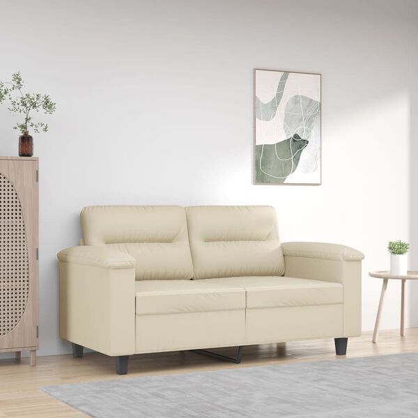 vidaXL 2-osobowa sofa, kremowy, 120 cm, sztuczna sk&oacute;ra