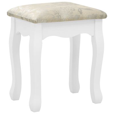 vidaXL Toaletka ze stołkiem, biała, 65x36x128 cm, drewno paulowni, MDF