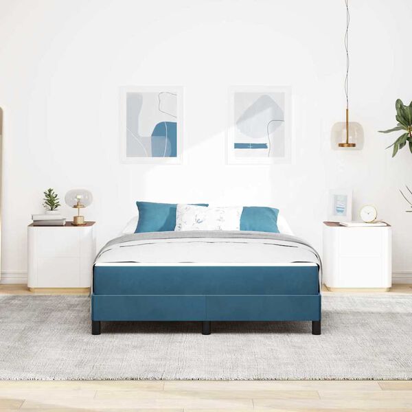 vidaXL Ł&oacute;żko sprężynowe Ciemnoniebieski 160 x 210 cm tkanina