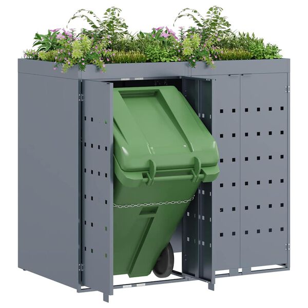 vidaXL Przechowalnia na 2 kosze na odpady Jasnoszary