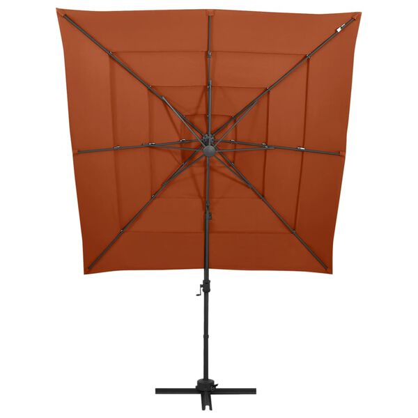 vidaXL 4-poziomowy parasol na aluminiowym słupku, terakota, 250x250 cm
