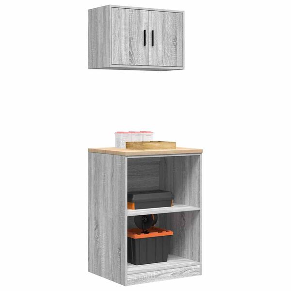 vidaXL Szafki garażowe 2 szt. Szare Sonoma Drewno konstrukcyjne