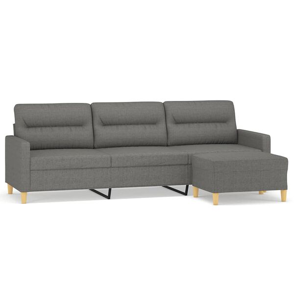 vidaXL 3-osobowa sofa z podn&oacute;żkiem, ciemnoszara, 210 cm, tkaniną
