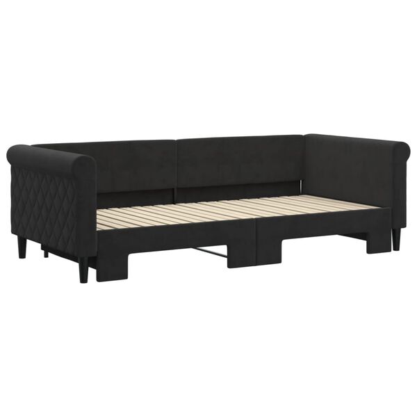 vidaXL Sofa rozsuwana, czarna, 90x200 cm, aksamit