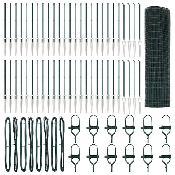 vidaXL Słupek ogrodzeniowy. Zielony 100 x 0,4 m (16 x 16 mm siatka)