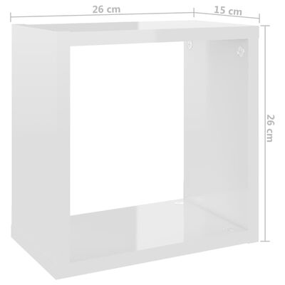 vidaXL Półki ścienne kostki, 4 szt., białe z połyskiem, 26x15x26 cm