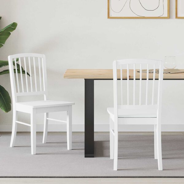 vidaXL Krzesła jadalne 2 pcs Biały 50 x 52,5 x 91 cm Drewno Gumowe