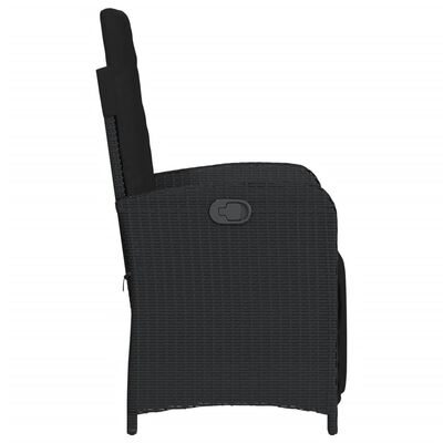 vidaXL Rozkładany fotel ogrodowy z podnóżkiem, czarny rattan PE