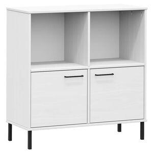 vidaXL Regał OSLO, metalowe n&oacute;żki, biały, 90x35x90,5 cm, lite drewno