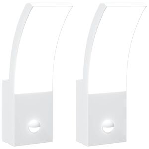 vidaXL Zewnętrzne kinkiety LED z czujnikami, 2 szt., białe, aluminium