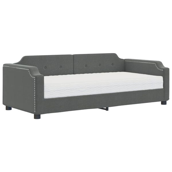 vidaXL Sofa z materacem, ciemnoszara, 90x190 cm, tkanina