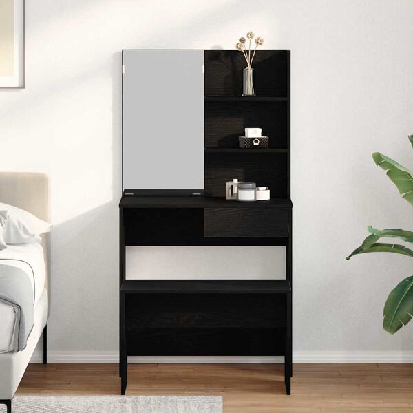 vidaXL Zestaw toaletki 2 pcs Czarny Dąb Materiał drewnopochodny