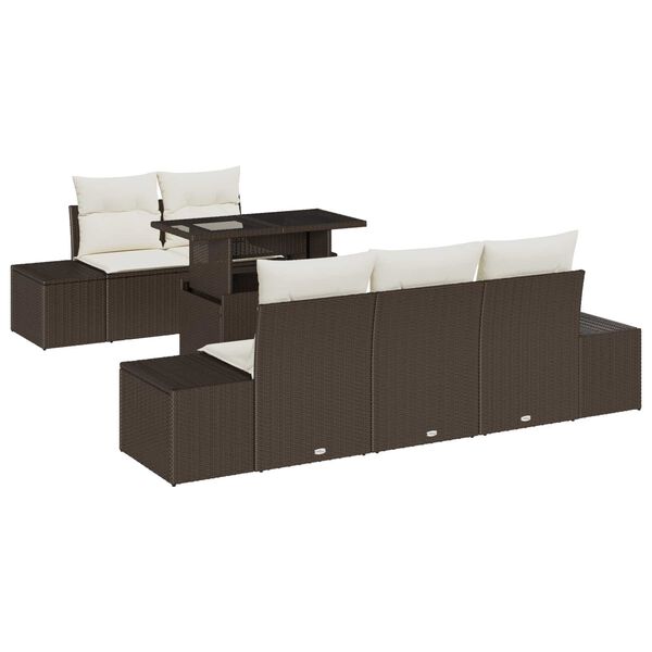 vidaXL Zestaw Sof z poduszką 6 pcs Brązowy i Kremowy polirattan