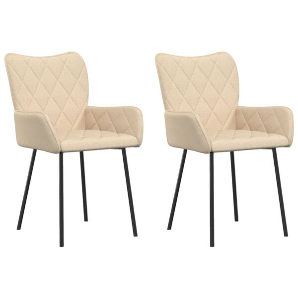 vidaXL Krzesła stołowe, 2 szt., kremowe, obite tkaniną