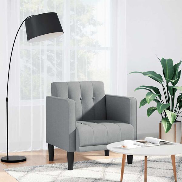 vidaXL Sofa Fotel z Podłokietnikami Jasnoszary 53 cm Tkanina