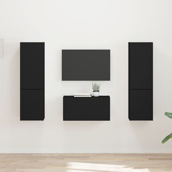 vidaXL Zestaw szafek RTV 5 pcs Czarny Materiał drewnopochodny