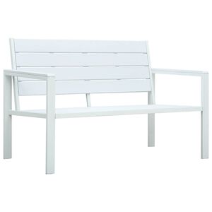 vidaXL Ławka ogrodowa, 120 cm, biała, HDPE o wyglądzie drewna
