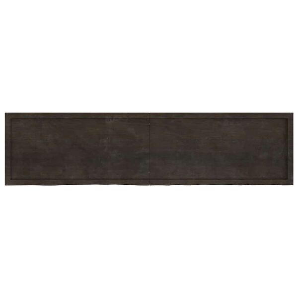 vidaXL Blat stołu, ciemnobrązowy, 200x50x(2-6) cm, lite drewno dębowe