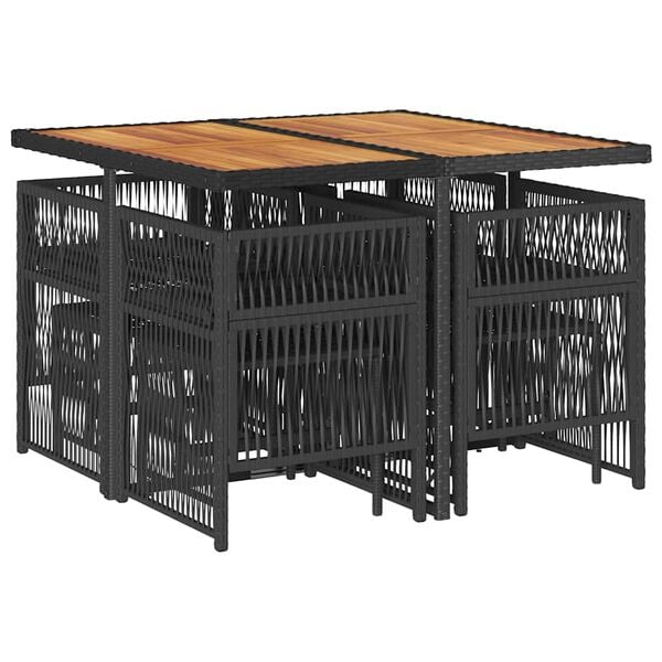 vidaXL 9-cz. zestaw mebli ogrodowych z poduszkami, czarny, rattan PE