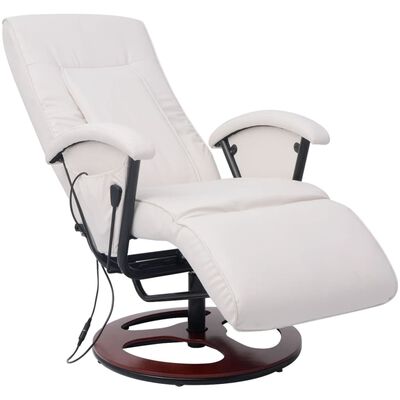 vidaXL Fotel do masażu shiatsu, biały, sztuczna skóra