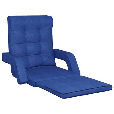 vidaXL Składane krzesło podłogowe, funkcja spania, niebieskie, tkanina
