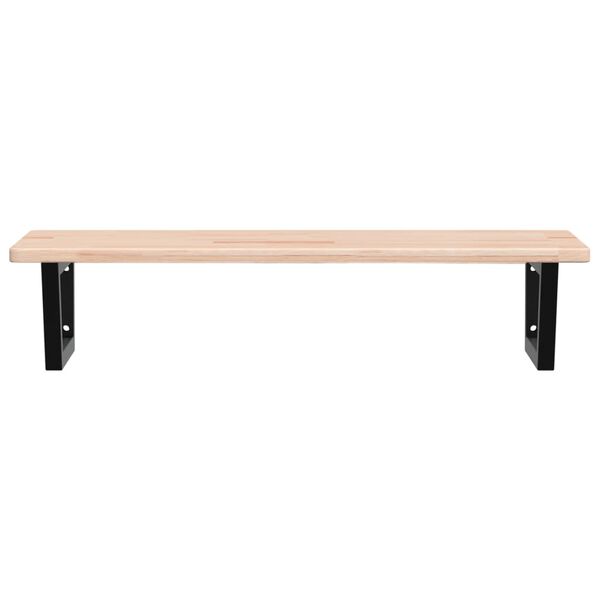 vidaXL P&oacute;łka ścienna pod umywalkę, stal i lite drewno dębowe