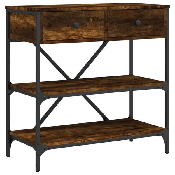 vidaXL Stolik konsolowy, przydymiony dąb, 75x34,5x75 cm