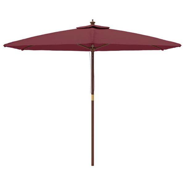 vidaXL Parasol ogrodowy na drewnianym słupku, bordowy, 299x240 cm