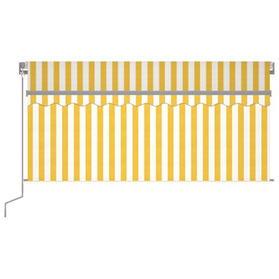 vidaXL Ręcznie zwijana markiza z zasłoną i LED, 3,5x2,5 m, żółto-biała