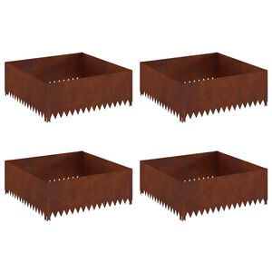 vidaXL Krawężnik do trawnika 4 szt. 100 x 100 x 35 cm Stal Rdzawy