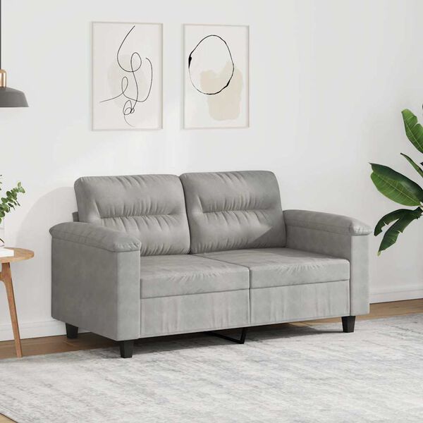 vidaXL Sofa 2-osobowa, jasnoszara, 120 cm, tapicerowana mikrofibrą